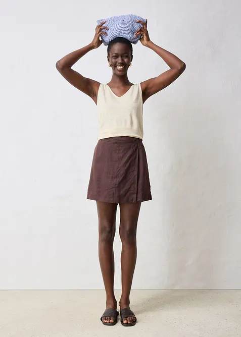 Kalhotov&aacute; sukně z čist&eacute;ho lnu, bonprix