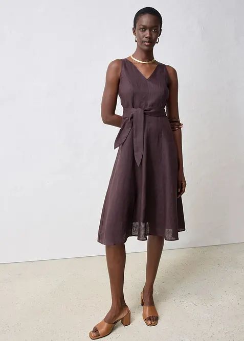 Midi šaty z čistého lnu, bonprix