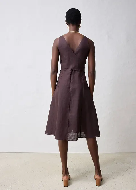 Midi šaty z čistého lnu, bonprix