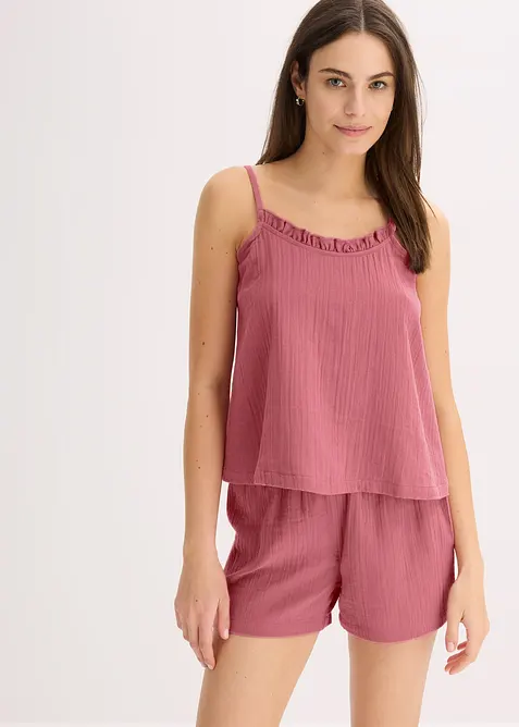 Kr&aacute;tk&eacute; pyžamo z měkk&eacute;ho mu&scaron;el&iacute;nu, se &scaron;pagetov&yacute;mi ram&iacute;nky, bonprix