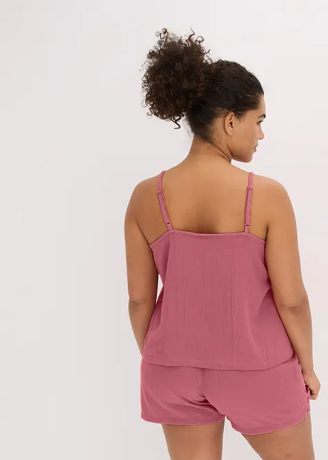 Krátké pyžamo z měkkého mušelínu, se špagetovými ramínky, bonprix