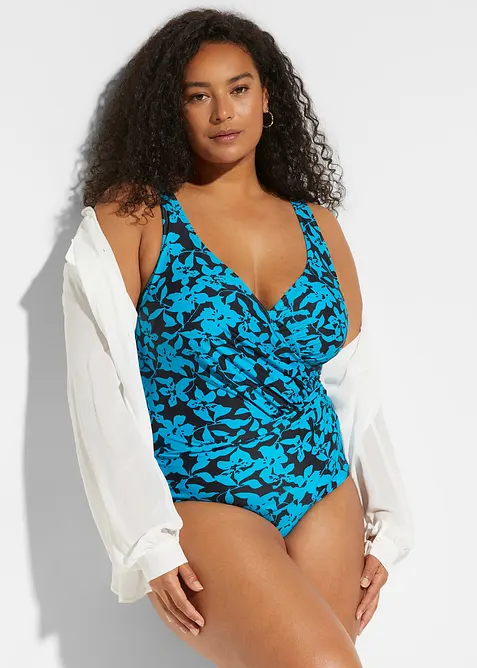 Stahovací jednodílné plavky, lehký tvarující efekt, se zavinovacím vzhledem, bonprix