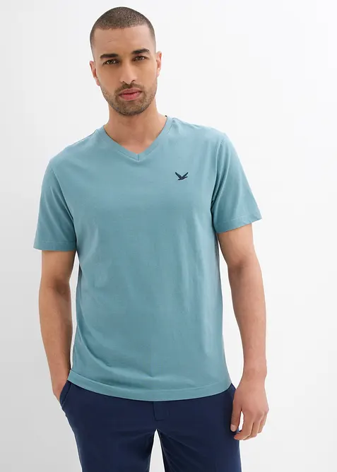 Tričko s výstřihem do V (2 ks v balení), z čisté organické bavlny, bonprix