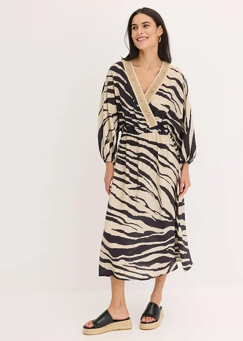 Midi šaty ze splývavé viskózové směsi, bonprix