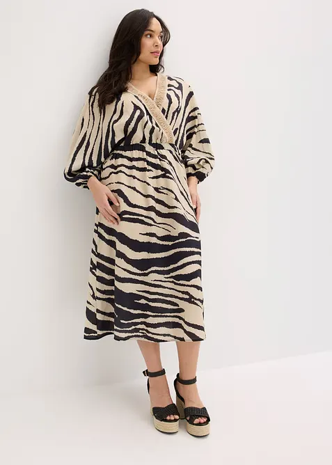 Midi šaty ze splývavé viskózové směsi, bonprix