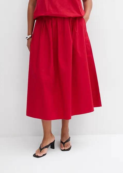 Midi sukně z čist&eacute; bavlny, bonprix