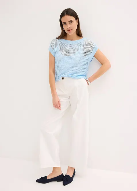 Ažurový svetr z lesklé páskové příze, bonprix