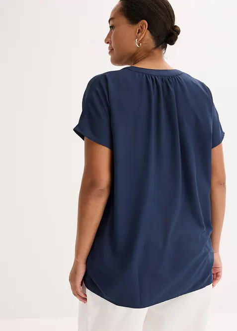 Halenka se skrytou knoflíkovou légou, krátký rukáv, bonprix