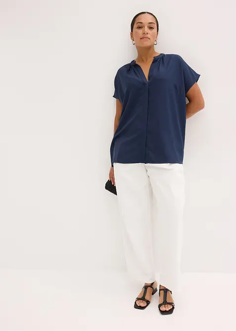 Halenka se skrytou knoflíkovou légou, krátký rukáv, bonprix