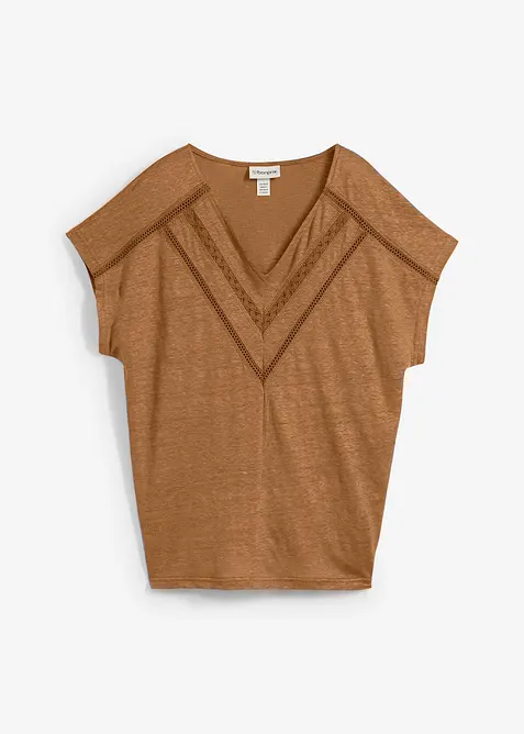 Tričko z čistého lnu, s krajkou, bonprix