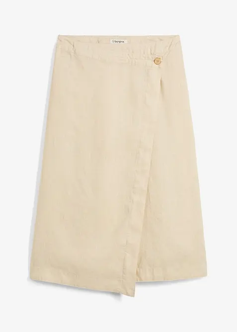 Zavinovací sukně z čistého lnu, bonprix