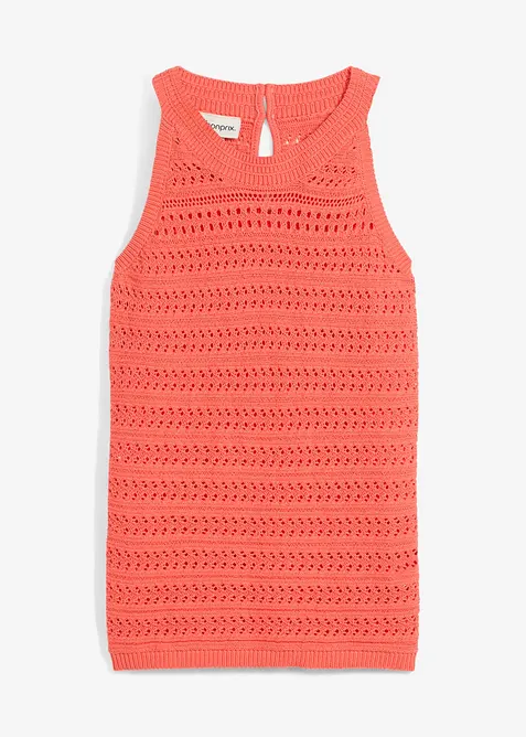 Pletený ažurový top s podílem lnu, bonprix