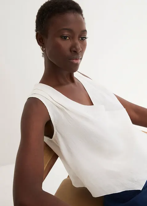 Halenkov&yacute; top z čist&eacute;ho lnu, se zavinovac&iacute;m vzhledem, bonprix