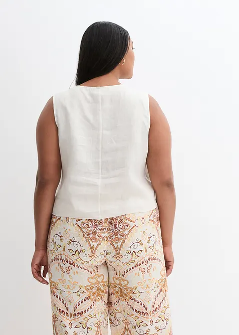 Halenkový top z čistého lnu, se zavinovacím vzhledem, bonprix