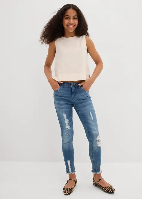 Halenkový top z chladivé směsi se lnem, bonprix