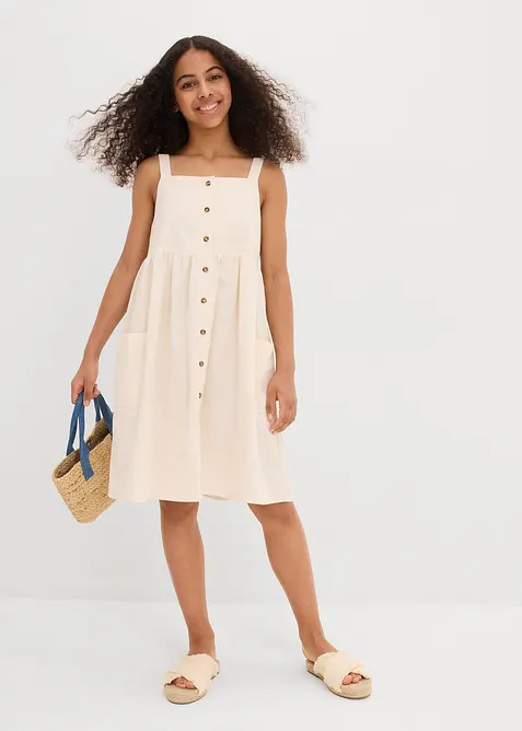 Šaty na ramínka, z chladivé směsi se lnem, bonprix