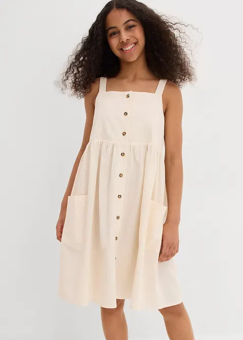 Šaty na ramínka, z chladivé směsi se lnem, bonprix