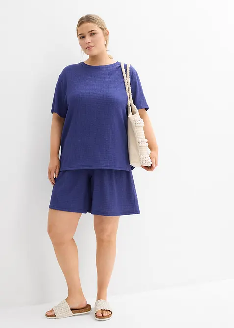 Tričko z krepu s efektem stromové kůry, bonprix