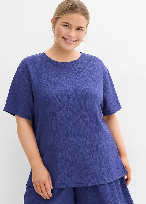 Tričko z krepu s efektem stromové kůry, bonprix