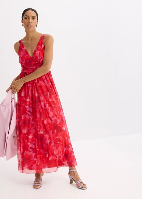 Maxi šaty z měkké síťoviny s potiskem, bonprix