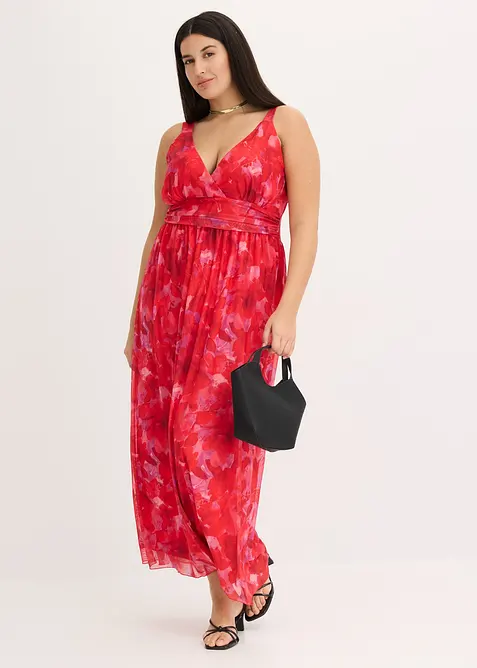 Maxi šaty z měkké síťoviny s potiskem, bonprix