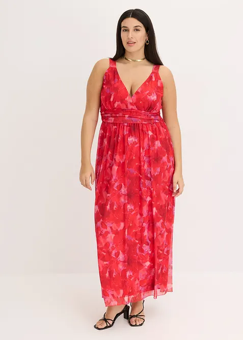 Maxi šaty z měkké síťoviny s potiskem, bonprix