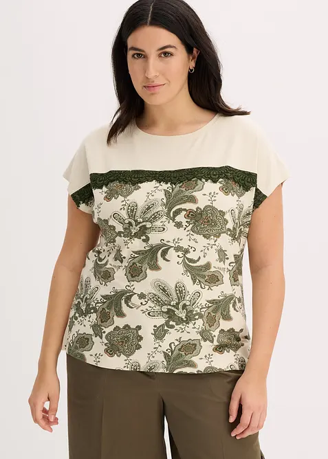 Oversize triko s krajkovou légou, bonprix