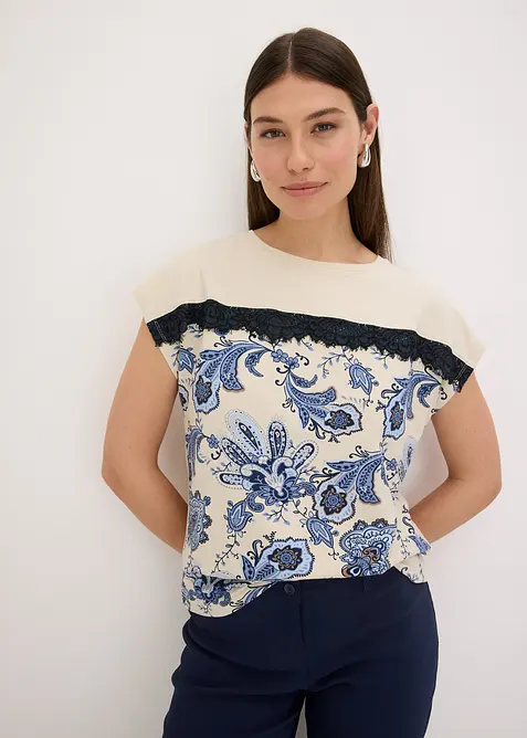 Oversize triko s krajkovou légou, bonprix