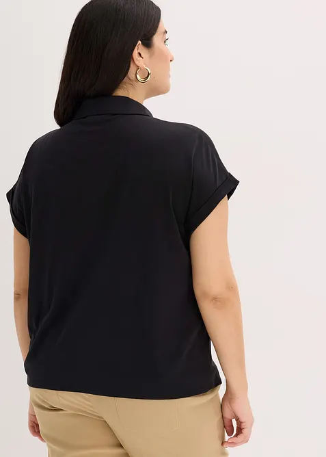 Triko polo z visk&oacute;zov&eacute;ho pik&eacute;, s krajkovou vsadkou, bonprix