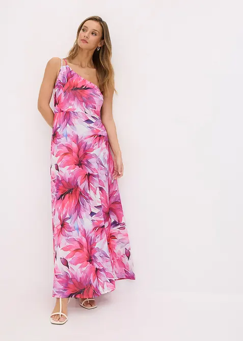 Šaty na jedno rameno, ze strukturovaného krepu, bonprix