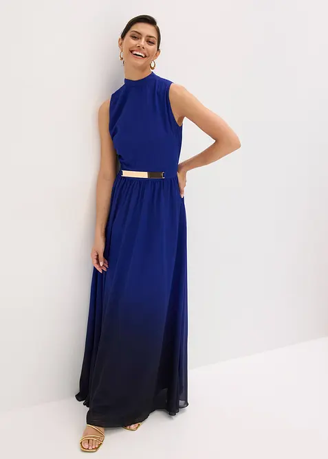 Šifonové šaty s límcem a vsadkou v pase, bonprix