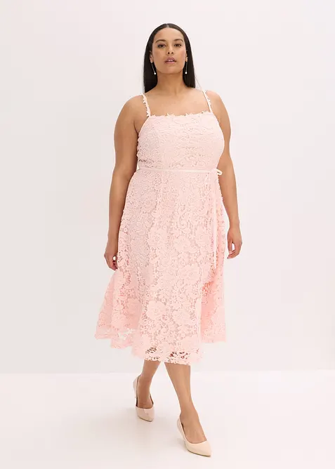 Krajkové šaty s dekorativními ramínky, bonprix