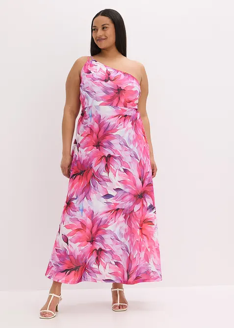 Šaty na jedno rameno, ze strukturovaného krepu, bonprix