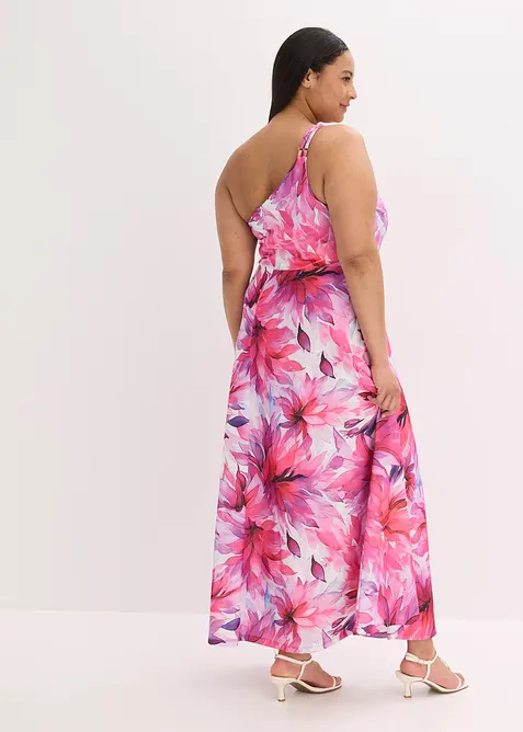 Šaty na jedno rameno, ze strukturovaného krepu, bonprix