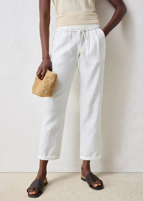 Kalhoty bez zap&iacute;n&aacute;n&iacute;, z čist&eacute;ho lnu, bonprix