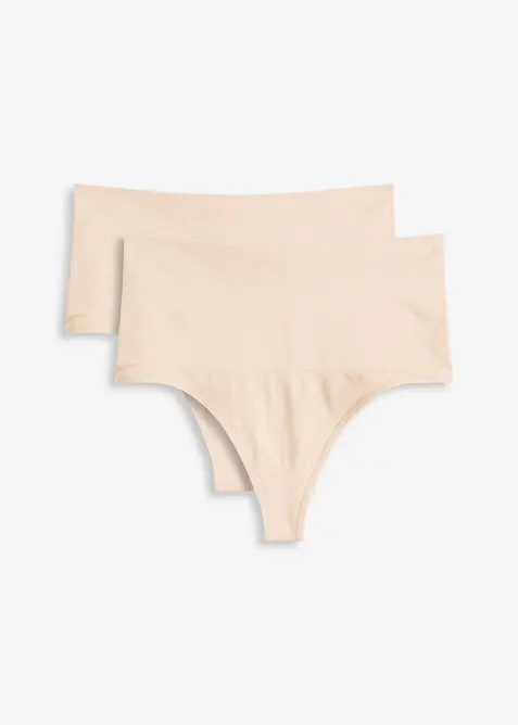 Bezešvé stahovací kalhotky tanga, lehký tvarující efekt (2 ks v balení), bonprix