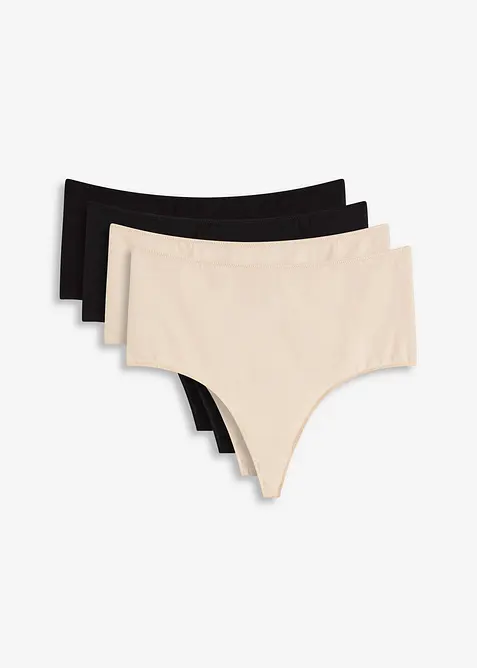 Tanga s vysokým pasem, s měkkou bavlnou (4 ks v balení), bonprix