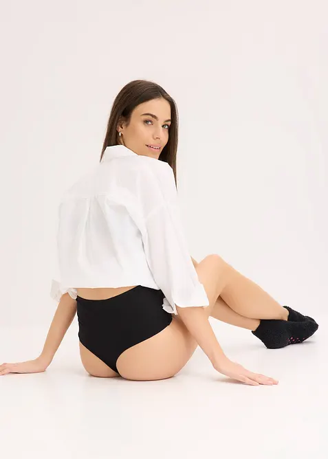 Tanga s vysok&yacute;m pasem, s měkkou bavlnou (4 ks v balen&iacute;), bonprix