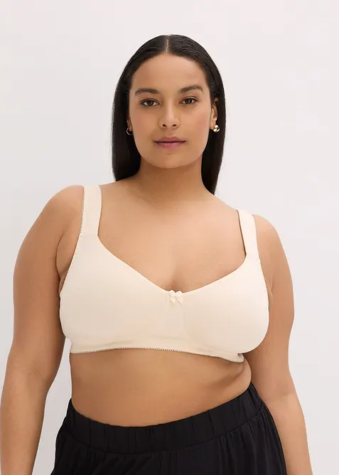 Nevyztužená hladká podprsenka bez kostic, s organickou bavlnou (2 ks v balení), bonprix