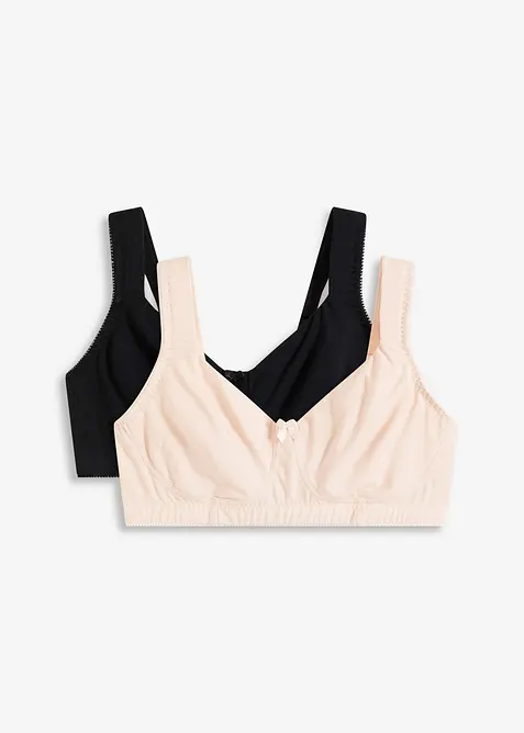 Nevyztužená hladká podprsenka bez kostic, s organickou bavlnou (2 ks v balení), bonprix