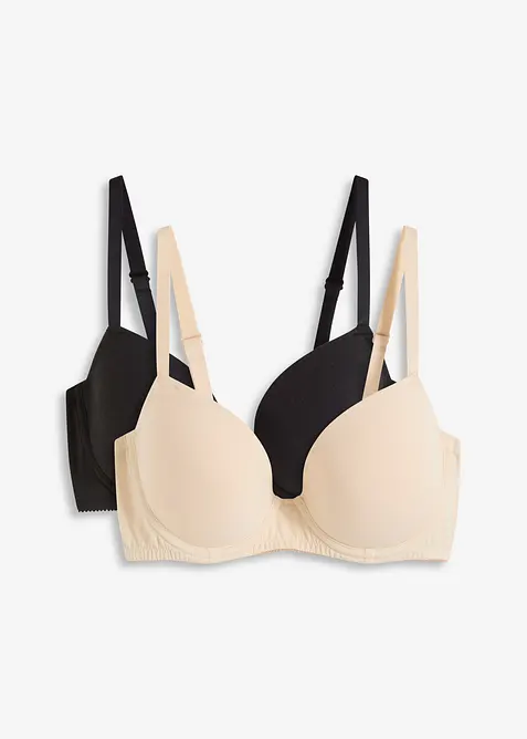 Vyztužená podprsenka s kosticemi, s organickou bavlnou (2 ks v balení), bonprix