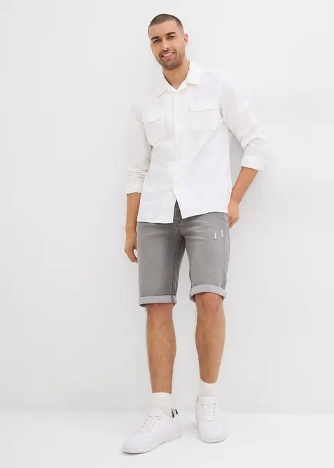 Strečové džínové bermudy s ohrnutým lemem, Regular Fit, bonprix