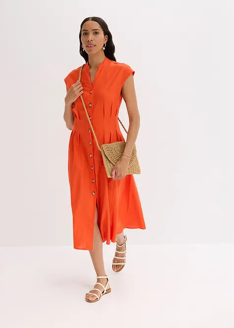 Midi šaty z lehké lněné směsi, bonprix