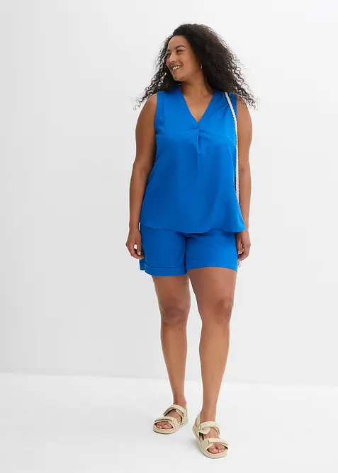 Halenkový top ze vzdušné směsi se lnem, bonprix