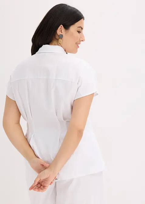 Halenka s krátkým rukávem, ze vzdušné lněné směsi, bonprix