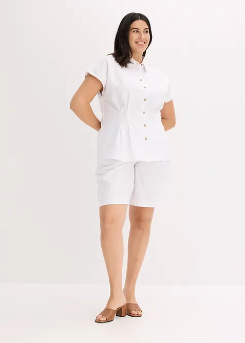 Halenka s krátkým rukávem, ze vzdušné lněné směsi, bonprix