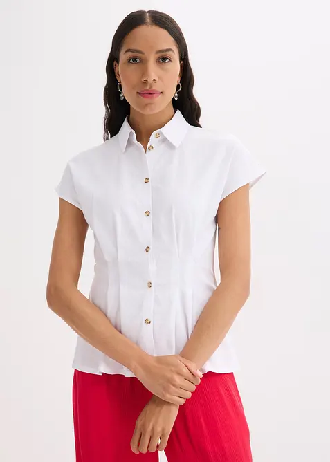 Halenka s krátkým rukávem, ze vzdušné lněné směsi, bonprix