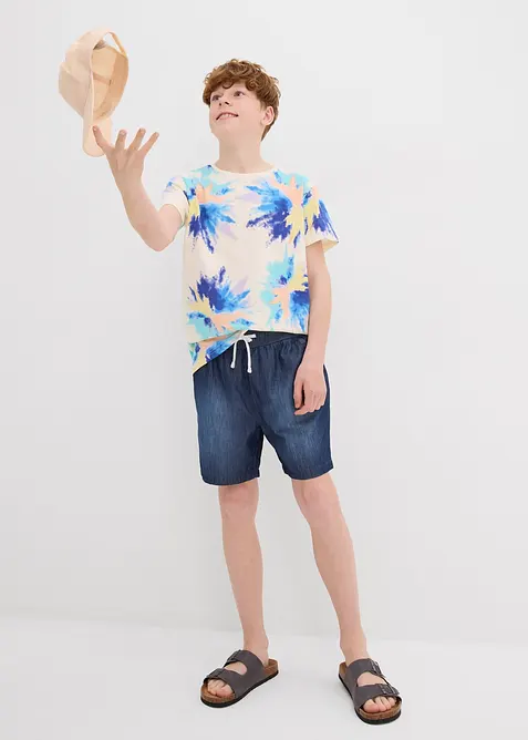 Džínové šortky bez zapínání, Regular Fit, z organické bavlny, bonprix