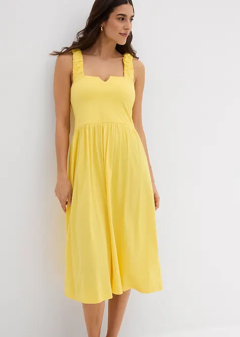 Úpletová šaty s mírně rozšířeným spodním okrajem, ze směsi bavlny a viskózy, bonprix