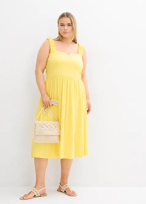 Úpletová šaty s mírně rozšířeným spodním okrajem, ze směsi bavlny a viskózy, bonprix